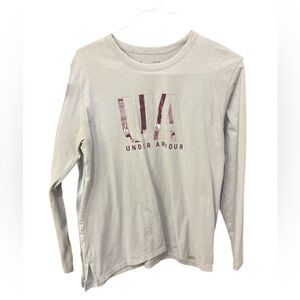 Under Armour White Long Sleeve Tee Comfortable Cotton Blend